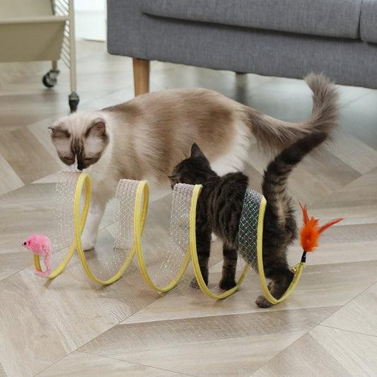 🐱 LIMITED-TIME 50% OFF! 💥 CattyCoil Safe Toy – S-Type Tunnel, Hunt Instinct, Endless Fun ✨