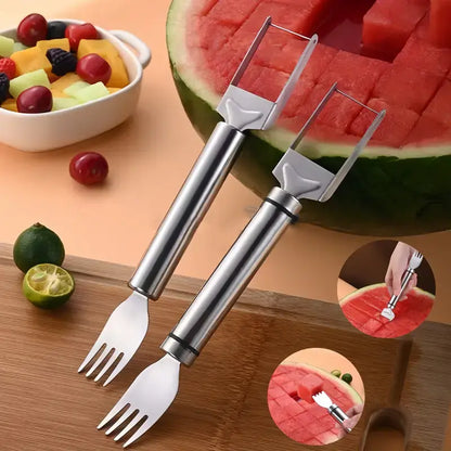 🍉2-in-1 Watermelon Slicer & Fork – Stainless Steel, Dual Head