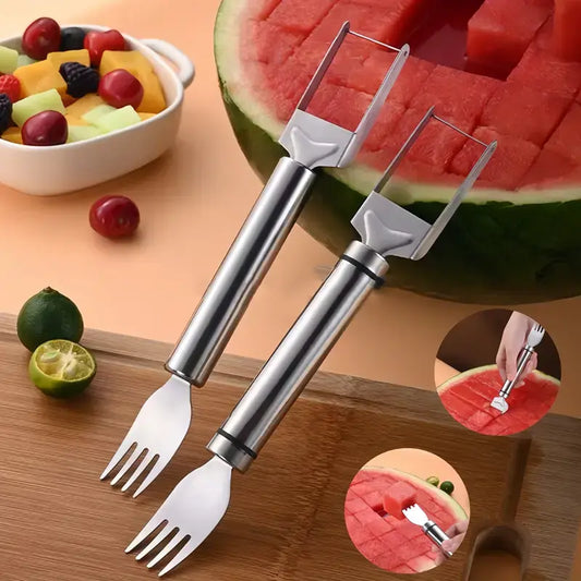 🍉2-in-1 Watermelon Slicer & Fork – Stainless Steel, Dual Head