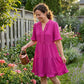 Women's V Neck Ruffle Casual A-Line Flowy Swing Shift Dress