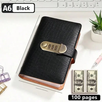 100-Transparent-Pocket Currency Collectors Album, Top-Grade PU Leather, Password Lock, Durable Material, Secure Protection, Large Capacity Storage, High Clarity Transparent Sleeves, Banknote Binder, Gift-Ready Office Accounting Supplies for Gift Use,