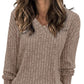 🍂Autumn Hot Sale 50% OFF🔥Women's V Neck Long Sleeve Solid Sweater