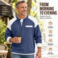 Men’s casual Henley top with a color-block design and waffle-knit texture
