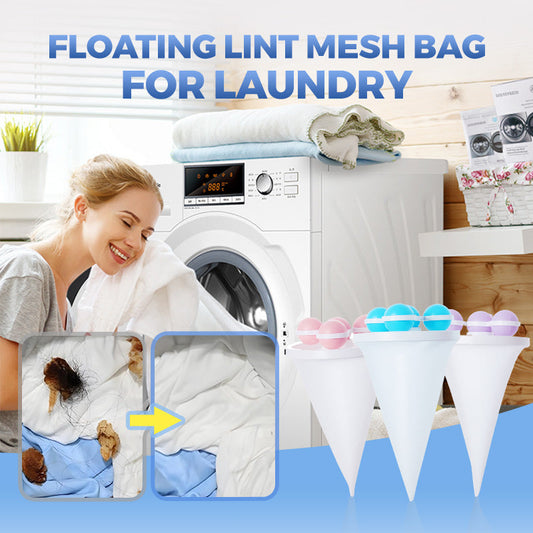 Floating Lint Mesh Bag – Catches hair & lint, reusable, protects washing machine & drain.