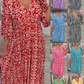 💖LAST DAY SALE 50% OFF💖Bohemian Casual Print V-neck Waist Wrap Long Dress