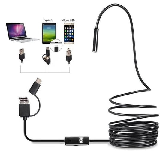 ✨ 3-IN-1 ENDOSCOPE - 2.0MP HD with 6 LED Lights, IP67 Waterproof, Compatible with Smartphones for Home Inspection and DIY Projects 📱🛠️