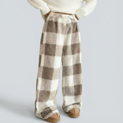 🎅LAST DAY SALE 50% OFF🔥Winter Vintage Plaid Elastic Straight Loose Thick Warm Casual Pants