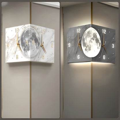 🥳2026 HOT SALE🥳💞Automatic Induction 3D Double-Sided Corner Wall Clock