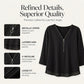 Double-Layer V-neck Zipper 3/4 Sleeves Soft Tops
