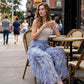 Women's Printed Wide-Leg Drawstring Trousers