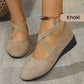 🔥Hot Sale🔥Elegant Solid Color Elastic Strap Low Wedge Shoes