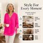 Double-Layer V-neck Zipper 3/4 Sleeves Soft Tops
