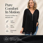 Double-Layer V-neck Zipper 3/4 Sleeves Soft Tops