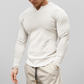 V-Neck Longline Ribbed Tees Shirts Long Sleeve Gym Workout Athletic Menswear Tops