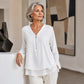 Double-Layer V-neck Zipper 3/4 Sleeves Soft Tops