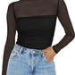 Women's Sparkle Mesh Sheer Long Sleeve Ruched Top