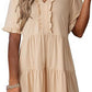 Women's V Neck Ruffle Casual A-Line Flowy Swing Shift Dress