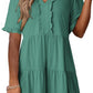 Women's V Neck Ruffle Casual A-Line Flowy Swing Shift Dress