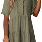 Women's V Neck Ruffle Casual A-Line Flowy Swing Shift Dress