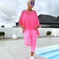 💜Women's Letter Print Jumpsuit + Hollow Smock Leisure Suit