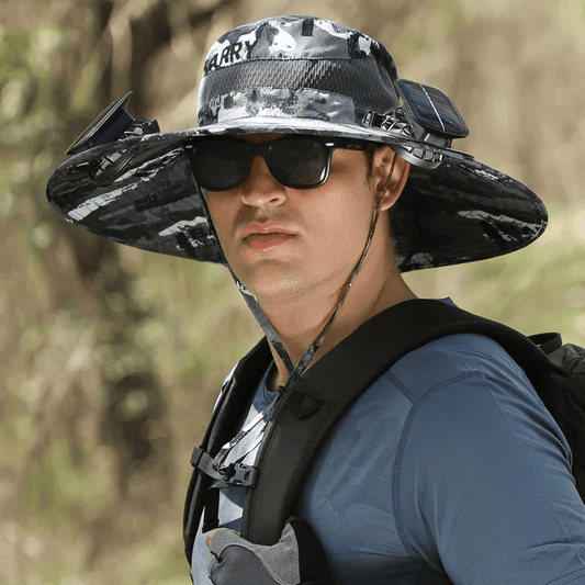 Sombrero de Ala Ancha con Ventilador Solar