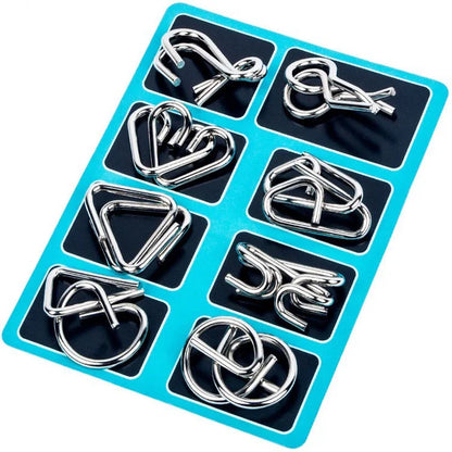 🔥Last Day Promotion 50% OFF🧠🔠Metal Puzzle Ring Eight-Piece Blue Version Brain Teasers