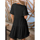 Women's V Neck Ruffle Casual A-Line Flowy Swing Shift Dress