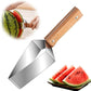 Cortador de fruta triangular de acero inoxidable con mangos de cocina de madera