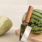 Cortador de fruta triangular de acero inoxidable con mangos de cocina de madera