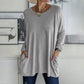 🔥Women's Round Neck Long Sleeve Loose Pocket T-Shirt