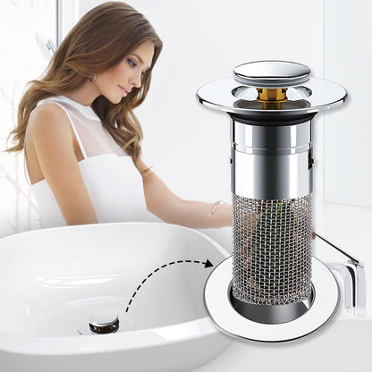 🚰 BUY 1 GET 1 FREE! ✨ Universal Pop-up Sink Drain Filter - Catches Debris & Prevents Clogs, Easy to Clean & Durable 🛠️📦