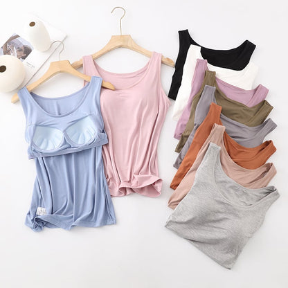 Women's Classic Solid Colour Built-in Bra Tank Top🎉
