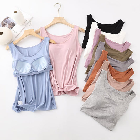 Women's Classic Solid Colour Built-in Bra Tank Top🎉