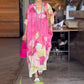🔥2026 NEW SALES - 50% OFF🔥Floral Print Loose Long Dress with Half Sleeves