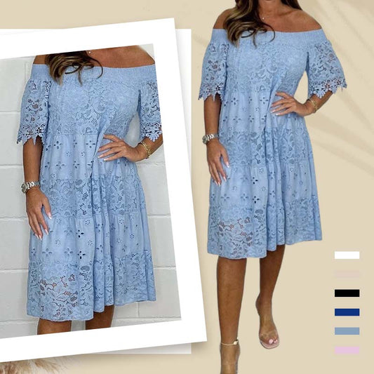 🔥Summer Hot Sale 50% Off 😍Handmade Lace Hollow Patchwork Strapless Dress