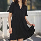 Women's V Neck Ruffle Casual A-Line Flowy Swing Shift Dress
