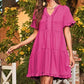 Women's V Neck Ruffle Casual A-Line Flowy Swing Shift Dress