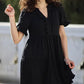 Women's V Neck Ruffle Casual A-Line Flowy Swing Shift Dress