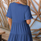 Women's V Neck Ruffle Casual A-Line Flowy Swing Shift Dress