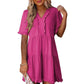 Women's V Neck Ruffle Casual A-Line Flowy Swing Shift Dress