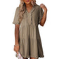 Women's V Neck Ruffle Casual A-Line Flowy Swing Shift Dress