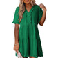 Women's V Neck Ruffle Casual A-Line Flowy Swing Shift Dress