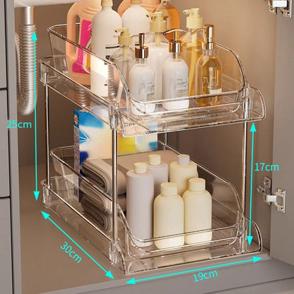Acrylic Pull-Out Storage Organizer: Multi-Compartment & Practical