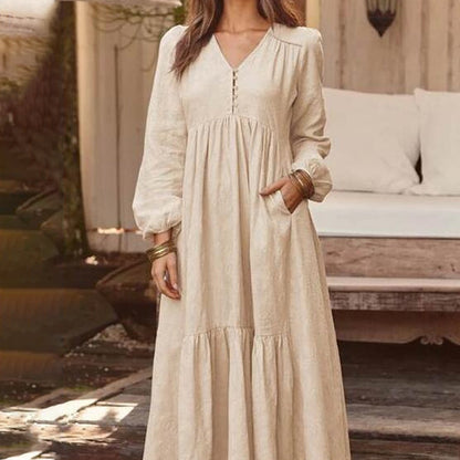 🌸Hot Sale 50% OFF💖Women's Casual Versatile Loose V-Neck Dresses