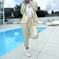 Women’s Stylish Long Sleeve Jacket & High Waist Pants 2-Piece Set