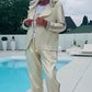 Women’s Stylish Long Sleeve Jacket & High Waist Pants 2-Piece Set