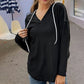 Solid-color Drawstring Hooded Long-sleeve Sweatshirt