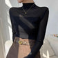 Women's Sparkle Mesh Sheer Long Sleeve Ruched Top
