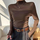 Women's Sparkle Mesh Sheer Long Sleeve Ruched Top