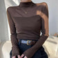 Women's Sparkle Mesh Sheer Long Sleeve Ruched Top